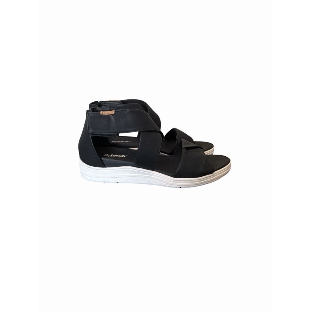 Dr. Scholls Black Strappy Hook & Loop Sandals Size 9.5 Comfort Casual Travel
